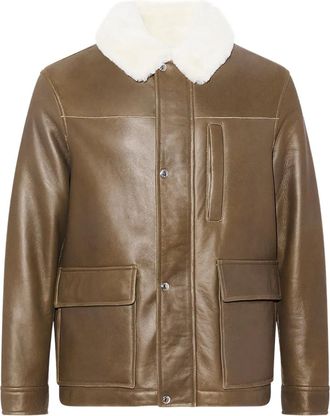 Yves Salomon Giacca con collo in shearling - Marrone