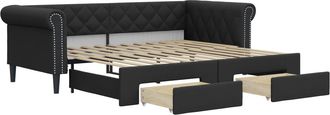 vidaXL Vidaxl - Sof&aacute; Cama Nido Con Cajones Cuero Sint&eacute;tico Negro 90x200 Cm