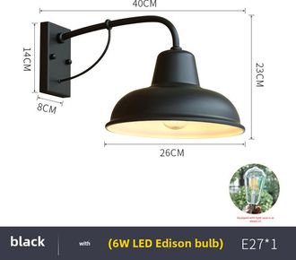 OEM Aplique De Pared Led Retro Para Exteriores, L&aacute;mpara De Jard&iacute;n Para Villas O Terrazas Residenciales, Outlet De F&aacute;brica (aplique De Pared Negro Para Ext