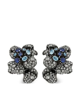 Anabela Chan 18kt white gold Bloomingdale diamond and sapphire earrings - women - 18kt Gold/Lab-Grown Synthetic Royal Blue Sapphire/Lab-Grown Sim