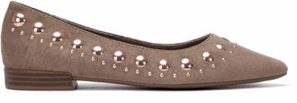 Xti Womens Studded Suede Ballet Flats In Taupe