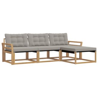 vidaXL Conjunto De Sof&aacute;s De Exterior 4 Pcs Blanco Y Gris Claro Vidaxl