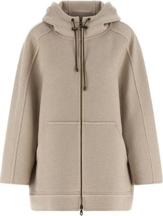 Max Mara Hoodies & sweatvesten, Dames, Beige, XS, Leer, Gradi Sweatshirt Coat