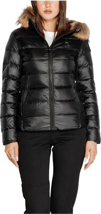 Blauer Zwarte Hooded Ritsjas Vrouwen Herfst/Winter - Dames - Winterjassen - Zwart - L - Jassen