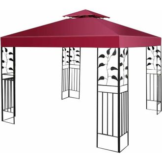 Costway Costway - Tetto di Ricambio per Gazebo da Giardino Copertura di Ricambio Gazebo 3 x 3 m, Vino Rosso