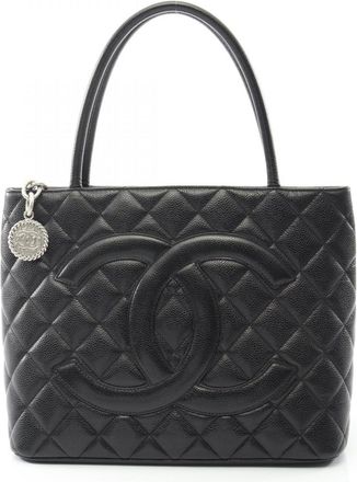 Chanel Black Grained Calfskin Tote Bag (Pre-Owned)