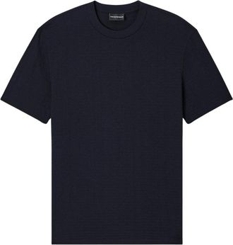 Emporio Armani Jersey T-shirt met intarsia logo - Heren - T-shirts - Blauw - S - Katoen - Tops