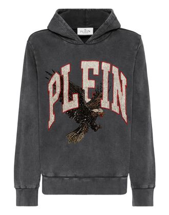 Philipp Plein Washed Hoodie Sweatshirt Plein Eagle
