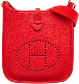 Herm&egrave;s Pre-owned Evelyne I Canvas Shoulder Bag - Dames - Vintage Schoudertas - Rood - ONE Size - Vintage