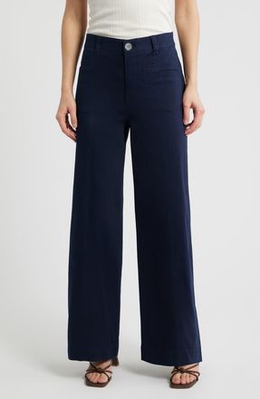 Wit & Wisdom Skyrise Patch Pocket Wide Leg Pants in Navy at Nordstrom, Size 00P
