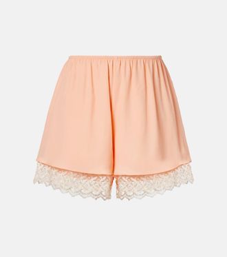 Simone Rocha Lace-trimmed satin shorts