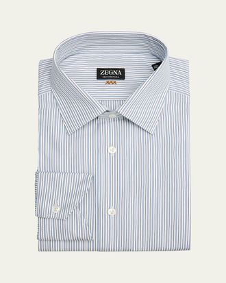 Ermenegildo Zegna Mens Centoventimila Cotton Multi-Stripe Dress Shirt