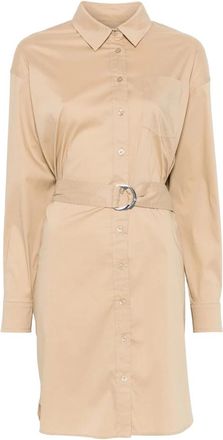 Ralph Lauren Loridel lange mouw dagjurk - Dames - Shirt Kleedjes - Beige - XS - Nylon - Kleedjes