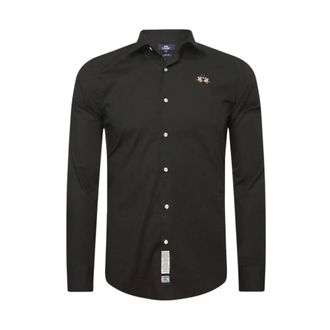 La Martina La Martina, Casual Shirts, male, Black, Size: 2XL Slim Fit Poplin Shirt