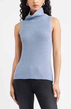 Open Edit Sleeveless Funnel Neck Sweater in Blue Tempest at Nordstrom, Size Xx-Small