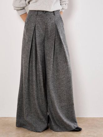Apricot Invert Pleat Wide Leg Tailored Trouser In Grey