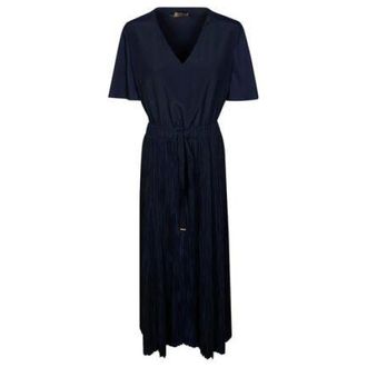 Herno Pleated V-neck Dress - female - Herno - Midi Dresses - Blue - S - Dresses