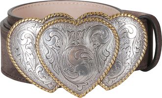 Kate Cate Queen Of Hearts Perforated Suede Western Belt