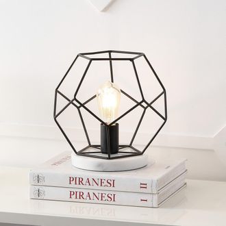 Jonathan Y Designs James MidCentury Glam Metal/Marble Geometric LED Table Lamp in Midnight Black at Nordstrom