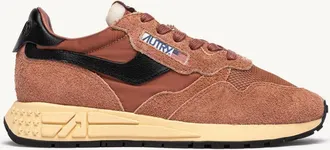 Autry REELWIND LOW SNEAKERS IN MOCHA AND BLACK NYLON AND SUEDE