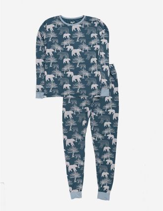 Leveret 2-pc. Soft Stretch Viscose Cool Touch Matching Family Holiday Pajamas in Polar Bear Blue at Nordstrom, Size 12-18M