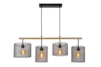 Lucide BASKETT Dimmable Adjustable Indoor Vintage Bar Pendant Light 4xE27 in Black
