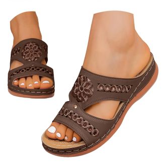 Generic Women 2026 Orthopedic Sandals Summer Shoes Women Dressy Comfortable Arch Support Wedge Non Slip Flip-Flops, PU Leather Slides, Shoes for Dressy Summer