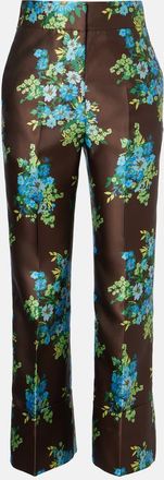 Alemais Al&eacute;mais Pantaloni bootcut in raso con stampa floreale