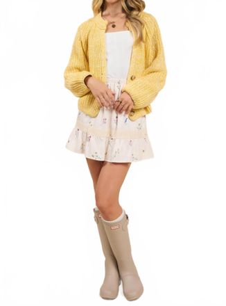 Sadie & Sage Sunroof Half Buttoned Cardigan In Lemon