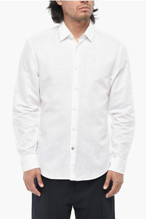 HUGO BOSS Linen-Blend Shirt with French Collar size 42