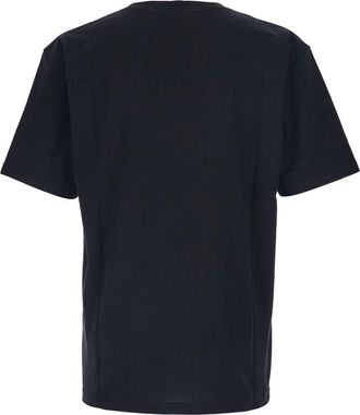 Valentino Mens Black Crewneck T-Shirt With Front Print Cotton T-Shirts And Polos