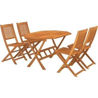 vidaXL 5 Piece Garden Dining Set Solid Acacia Wood vidaXL