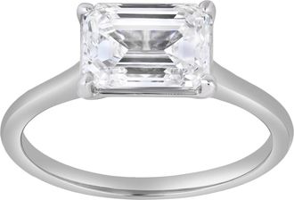 LuvMyJewelry Posy 2 Ct Emerald East West Lab Grown Diamond Ring in 14K Gold