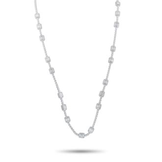 Luxury Bazaar 18K White Gold 29.85ct Diamond Station Necklace MF10-080526