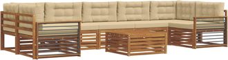vidaXL Conjunto De Sof&aacute;s De Exterior 8 Uds. Natural Y Beige Vidaxl