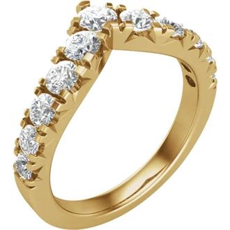 Pompeii3 1ct TW Graduated Diamond Wedding Curved Contour Ring 14k Gold Lab Grown