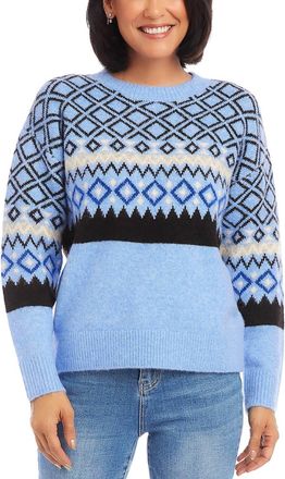 Karen Kane Jacquard Pullover Sweater In Navy