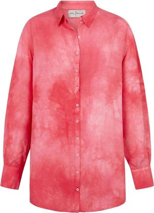 Cortana Lupita- zijden roze maltinto shirt - Dames - Overhemden - Roze - L - Overhemden