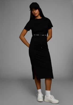 Kangaroos Midikleid KANGAROOS, Damen, Gr. 48/50, N-Gr, schwarz, Single Jersey, Obermaterial: 100% Baumwolle, unifarben, figurumspielend ca. Mitte Wade, Rundhals