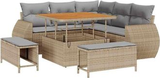 vidaXL Garden Sofa Set with Cushion 8 pcs Beige and light grey vidaXL