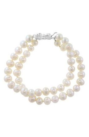 Effy Sterling Silver Freshwater Pearl Double Strand Bracelet in White at Nordstrom Rack, Size 7