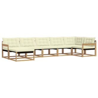 vidaXL Conjunto De Sof&aacute;s De Exterior Con Coj&iacute;n 7 Pcs Blanco Y Crema Vidaxl