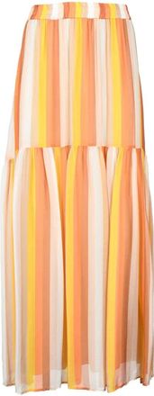 Attic and Barn Vertical Striped Tiered Maxi Skirt