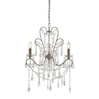 Netlighting Berkley Chandeliers Aged Silver Paint Clear Cut Glass 3x E14