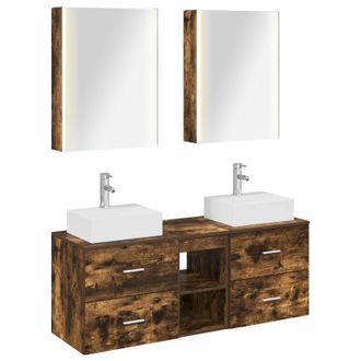 vidaXL Juego De Muebles De Ba&ntilde;o 5 Uds. Roble Ahumado Vidaxl