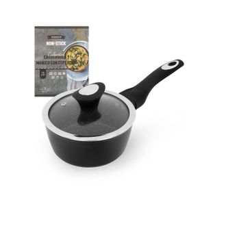 KASANOVA Casseruola antiaderente 16 cm Collection nera con coperchio