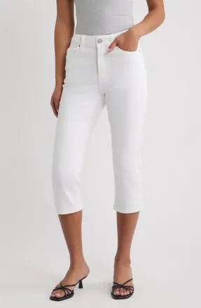 YMI Side Slit High Waist Capri Jeans in White at Nordstrom, Size 13