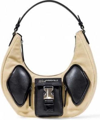 Karl Lagerfeld Tassen, Dames, Beige, ONE Size, Katoen, Jeans Dames Tas