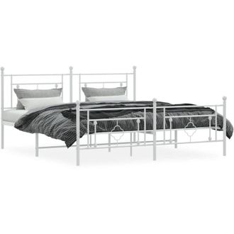 vidaXL Metal Bed Frame without Mattress with Footboard White 183x213cm Vidaxl