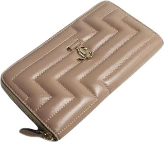 Jimmy Choo London Tweedehands leren portemonnees - Dames - Vintage Accessoires - Beige - ONE Size - Vintage